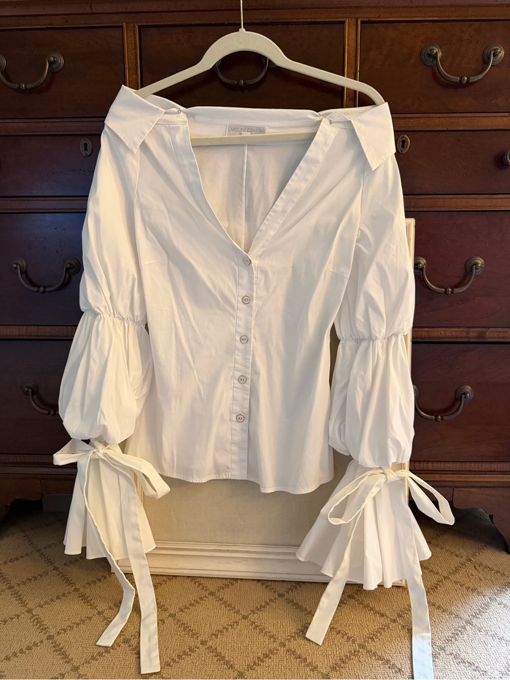 Vintage Caroline Constas Margaret Off-the-shoulder button up shirt / blouse S